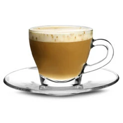 Borgonovo Taza Ischia Cappuccino Glass And Saucer 6.3oz / 180ml