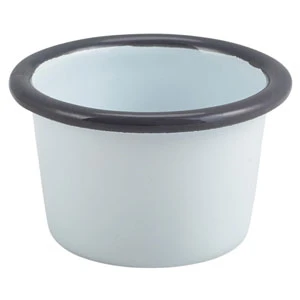 Enamel Ramekin White And Grey 3.2oz / 90ml 3 Enamel Ramekin White And Grey 3.2oz / 90ml