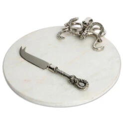 Octopus White Marble Cheeseboard With Knife