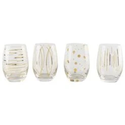 Mikasa Cheers Metallic Gold Stemless Wine Glasses 16oz / 470ml