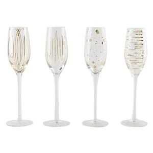 Mikasa Cheers Metallic Gold Flute Glasses 7oz / 210ml 3 Mikasa Cheers Metallic Gold Flute Glasses 7oz / 210ml