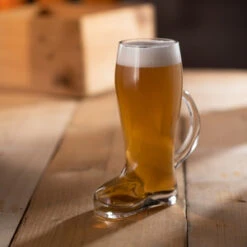 Glass Beer Boot With Handle 1.75 Pint