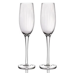 BarCraft Set Of 2 Handmade Ribbed Champagne Flutes 3 BarCraft Set Of 2 Handmade Ribbed Champagne Flutes