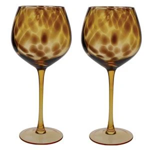 BarCraft Set Of 2 Tortoiseshell Patterned Gin Glasses 3 BarCraft Set Of 2 Tortoiseshell Patterned Gin Glasses